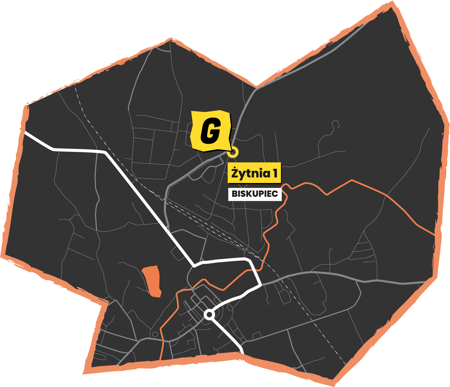 Położenie klubu RMG GYM Biskupiec - ul. Żytnia 3